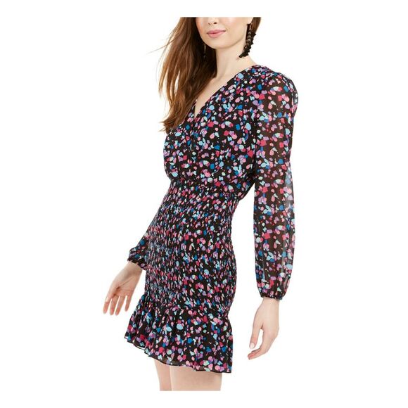 LEYDEN Womens Long Sleeve V Neck Short Sheath Dress - Picture 3 of 4